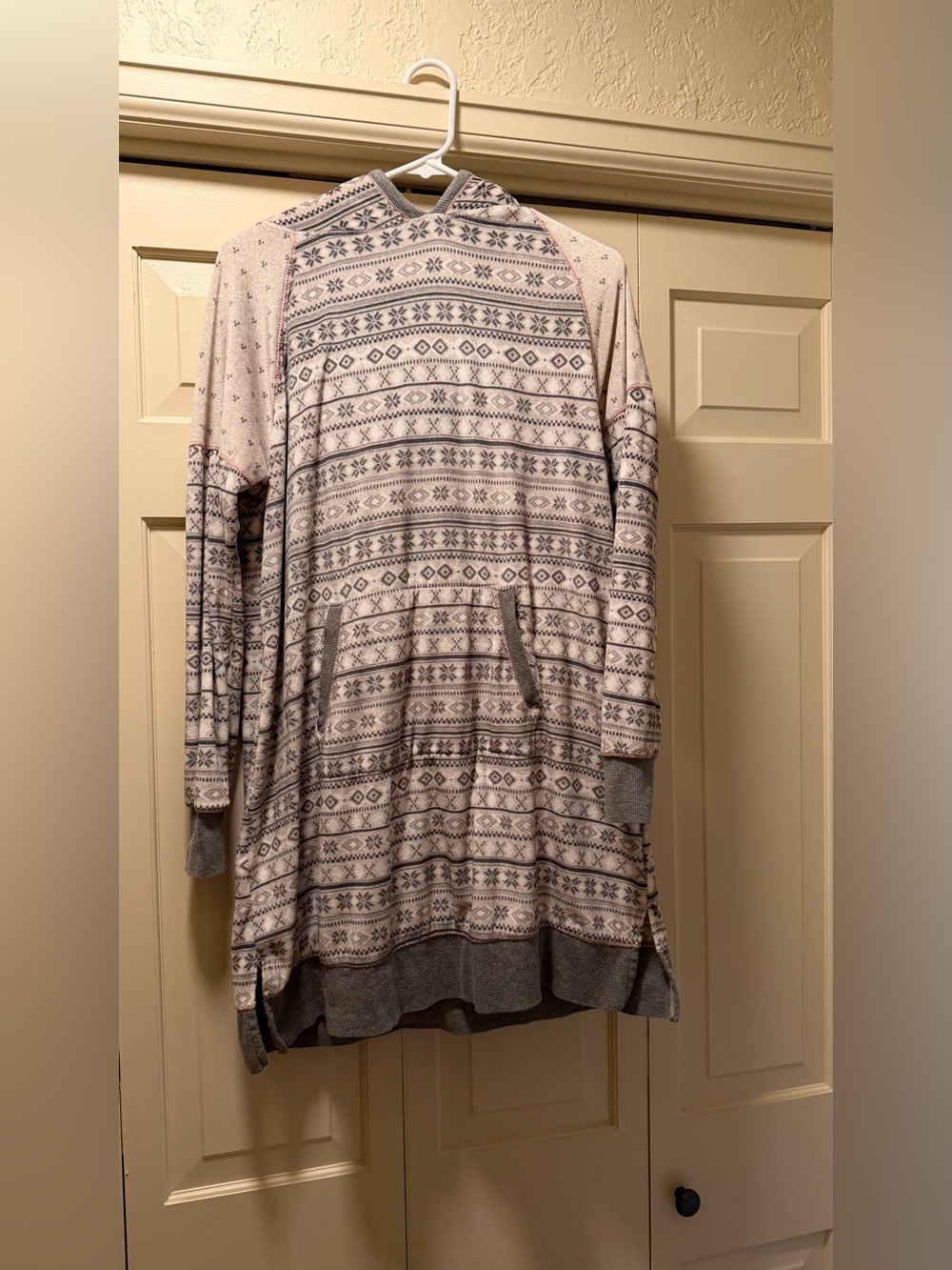 Simply Vera Vera Wang Plush Hooded Tunic Hoodie Fair Isle Sherpa Soft M